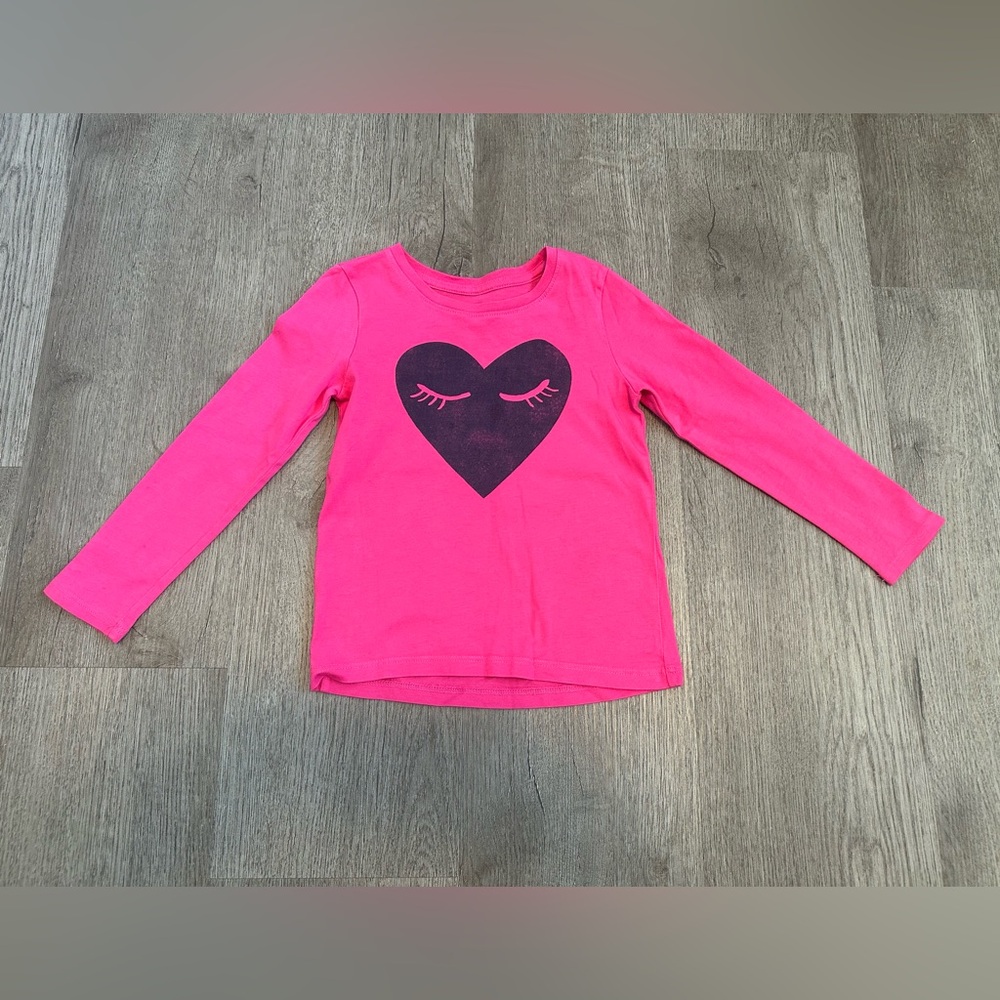 Tea Collection Fuchsia Heart Long Sleeve tee